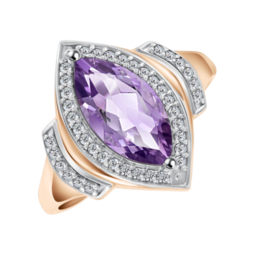 Damenring mit Amethyst und Zirkonia 