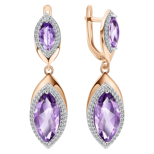 Ohrhänger mit Amethysten und Zirkonia 