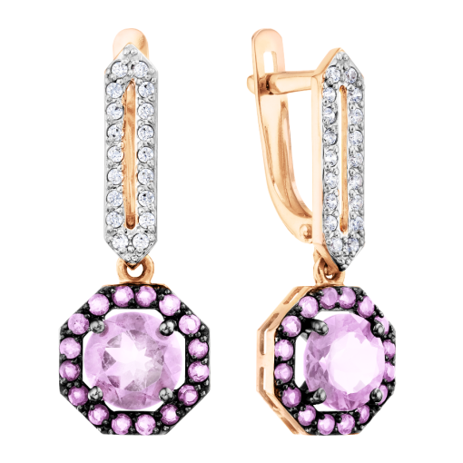 Earrings with zirconia and amethysts 