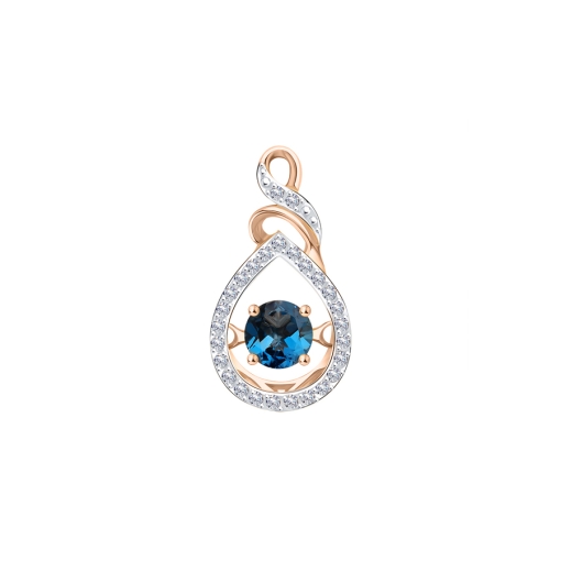 Anhänger mit tanzendem London Blue Topas und Zirkonia 