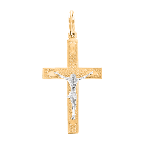 Pendant cross in yellow/white gold 