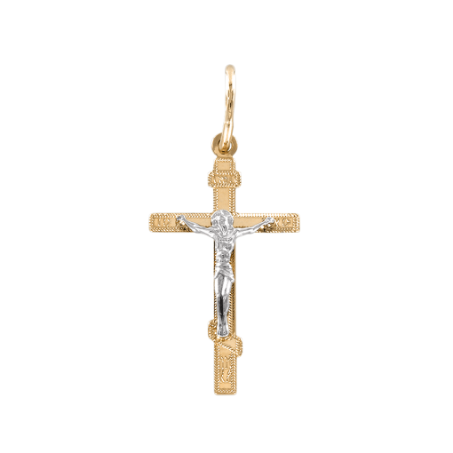 Pendant cross in yellow/white gold 
