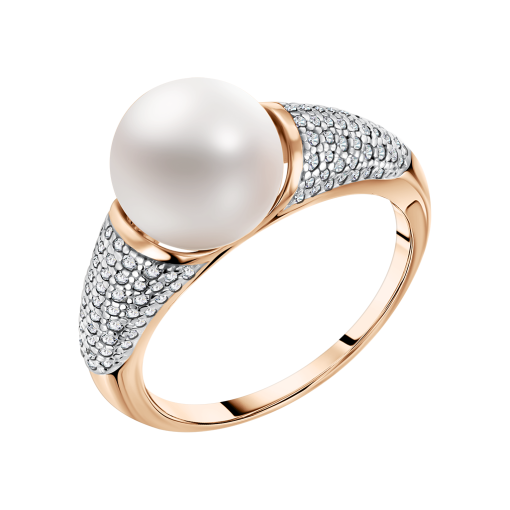 Damenring mit Perle und Zirkonia 