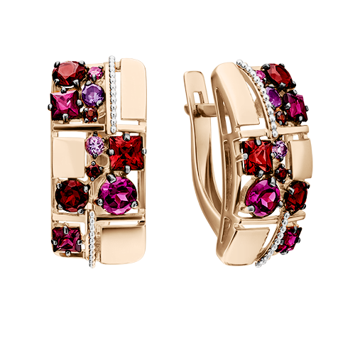 Earrings with amethyst and garnet 