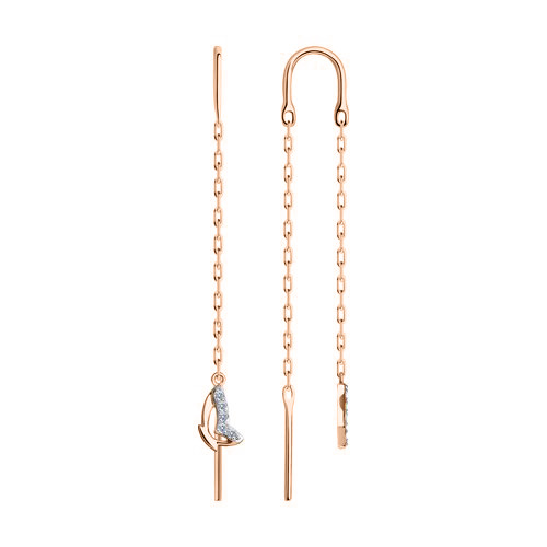 Серьги - протяжки с фианитами 