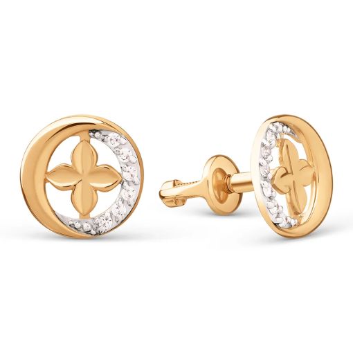 Серьги-пуссеты с фианитами 