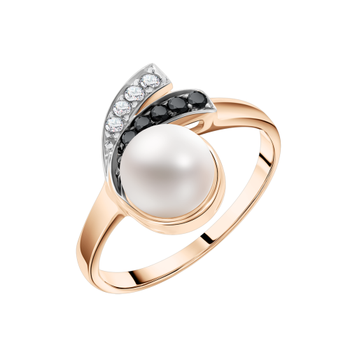 Women's ring with pearl and zirconia 