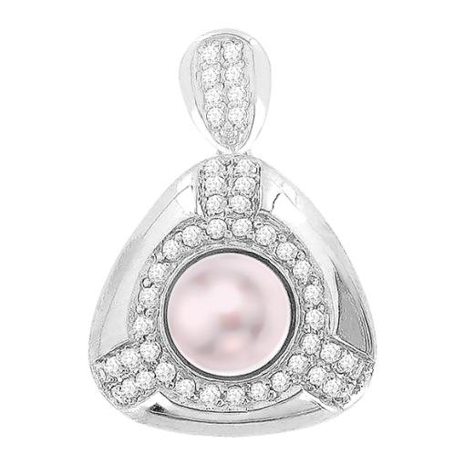 Pendant with Pink Pearl and  Zirconia 
