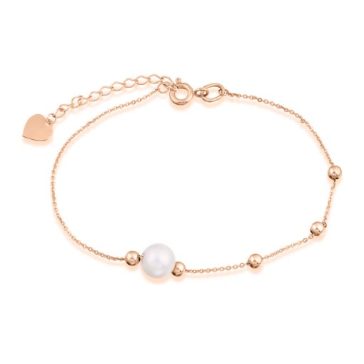 Armband mit Perle und Rotgold Kugeln 