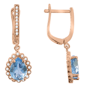 Earrings with topaz and zirconia 