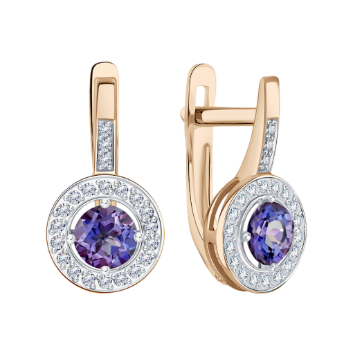 Earrings with tanzanite and zirconia 