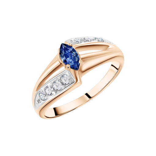 Кольцо с сапфиром и фианитами 