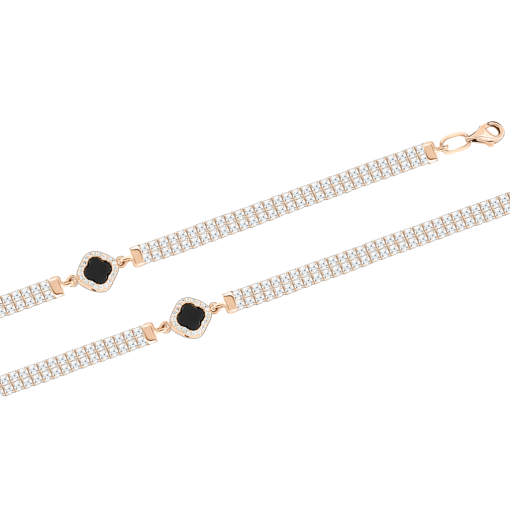 Браслет с ониксом и фианитами 