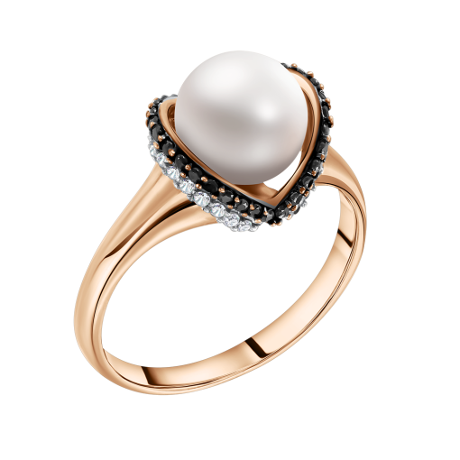 Damenring mit Perle und Zirkonia 