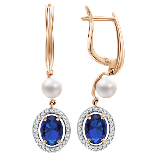 Серьги с жемчугом и фианитами 