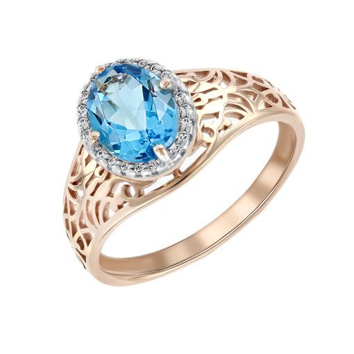 Women's ring with topaz and zirconia 