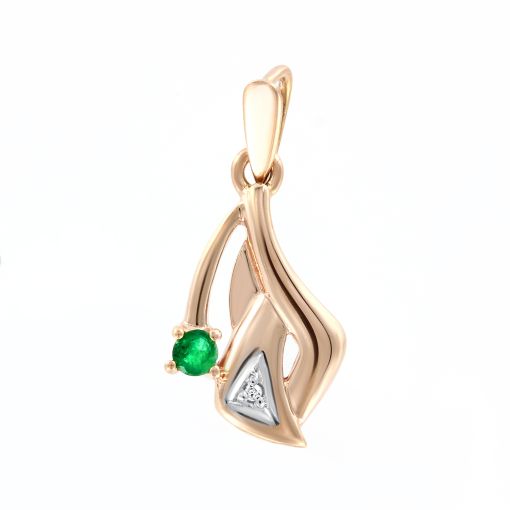 Подвеска с изумрудом и фианитом 