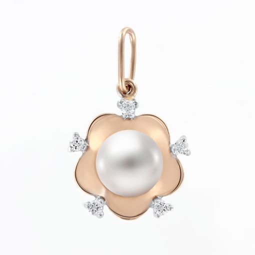 Pendant with pearl and zirconia 