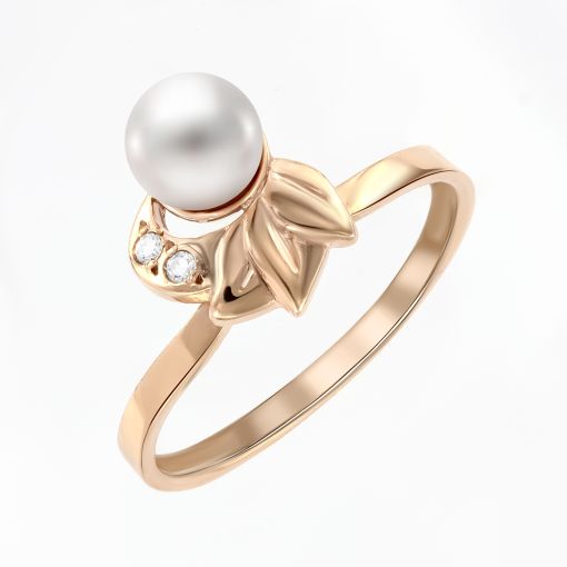 Women's ring with pearl and zirconia 
