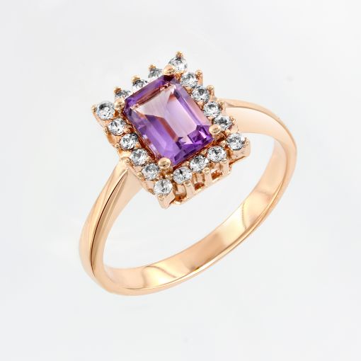 Women's ring with amethyst and zirconia 