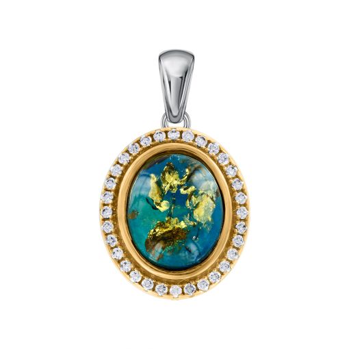 Pendant with amber and zirconia 