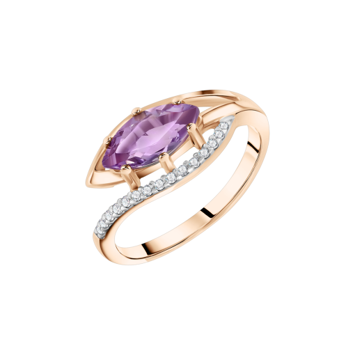 Кольцо с аметистом и фианитами 
