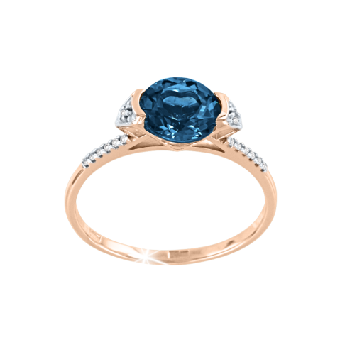 Women's ring with London Blue topaz and zirconia 