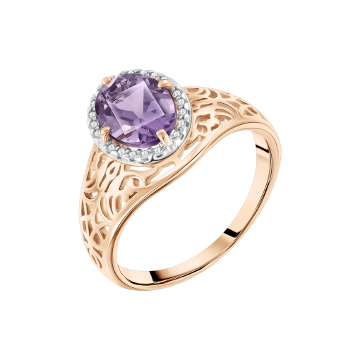 Women's ring with with amethyst and zirconia 