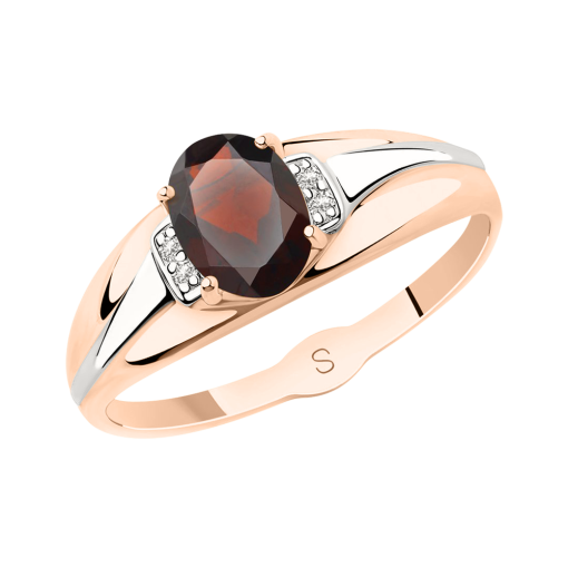 Women's ring with garnet and zirconia 