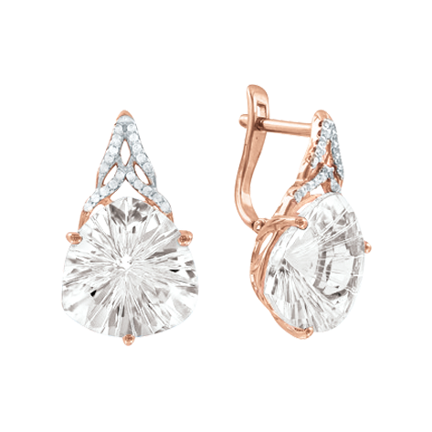 Серьги с горным хрусталем и фианитами 