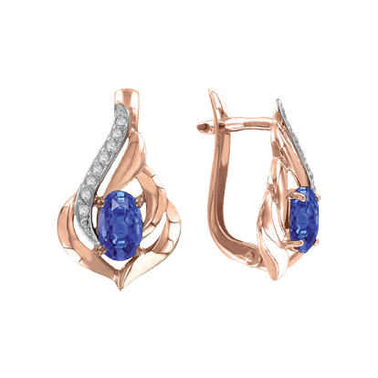 Ohrhänger mit Saphir und  Zirkonia 