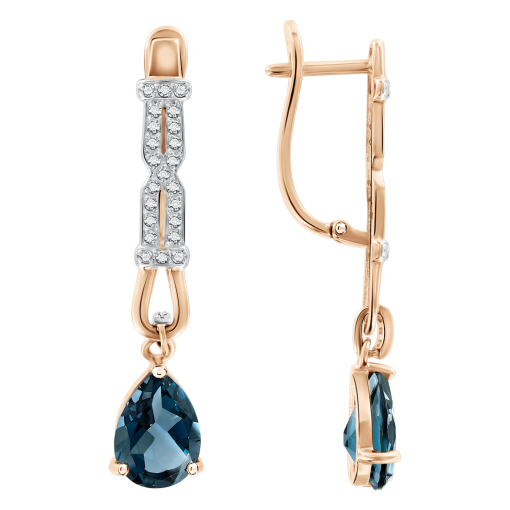 Серьги с топазом и фианитами 