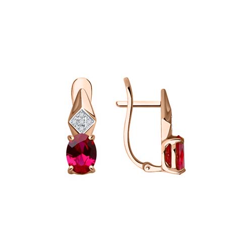 Earrings with ruby and zirconia 