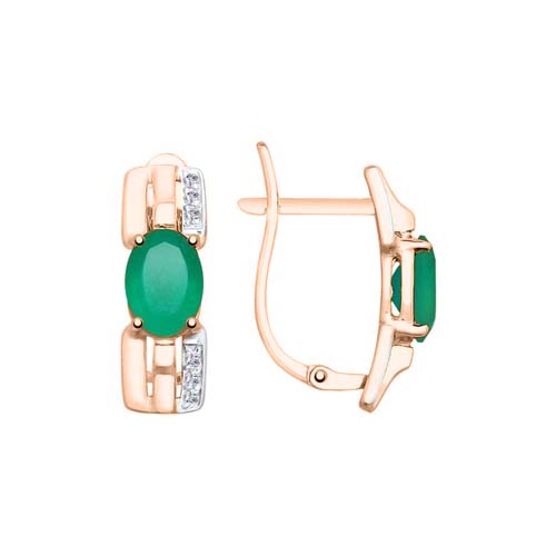 Earrings with agate and zirconia 