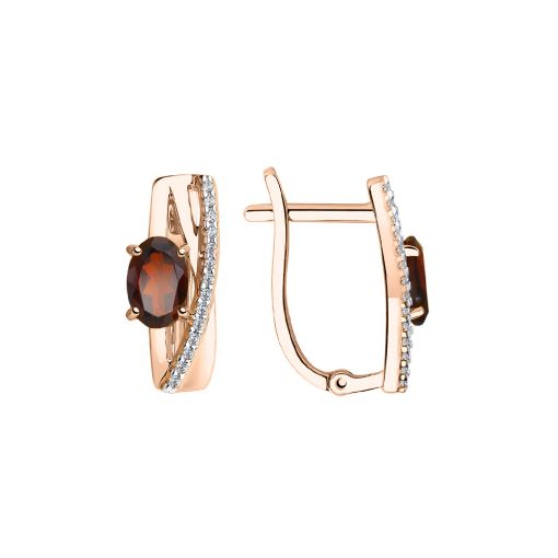 Earrings with garnet and zirconia 