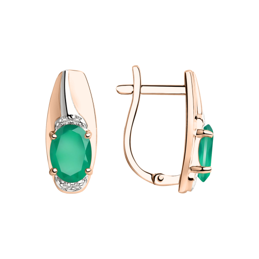 Earrings with agate and zirconia 