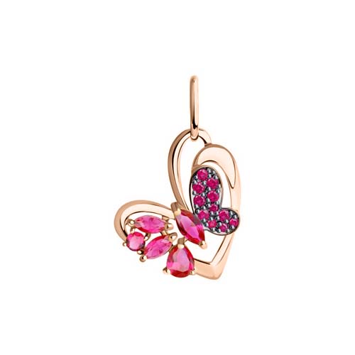 Pendant with rubies and zirconia 