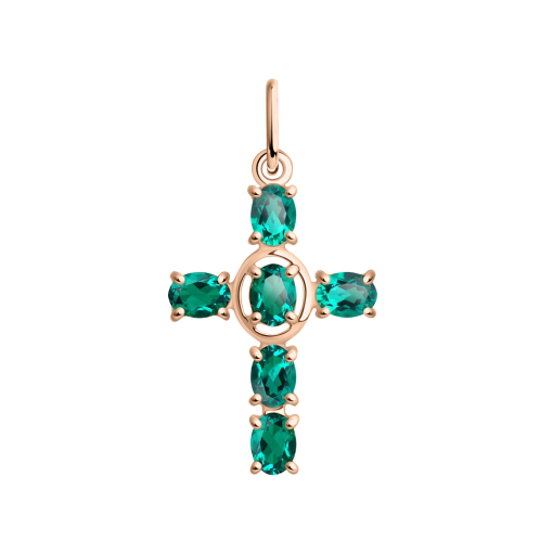 Pendant cross with emeralds 