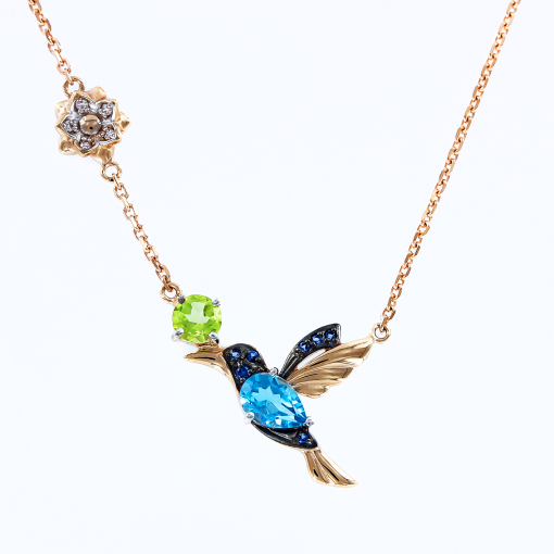 Collier mit Topas swiss, Chrysolith und Zirkonia 