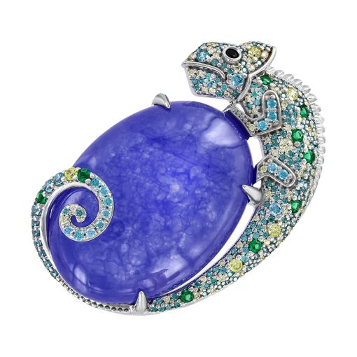 Brooch with quartz and zirconia 