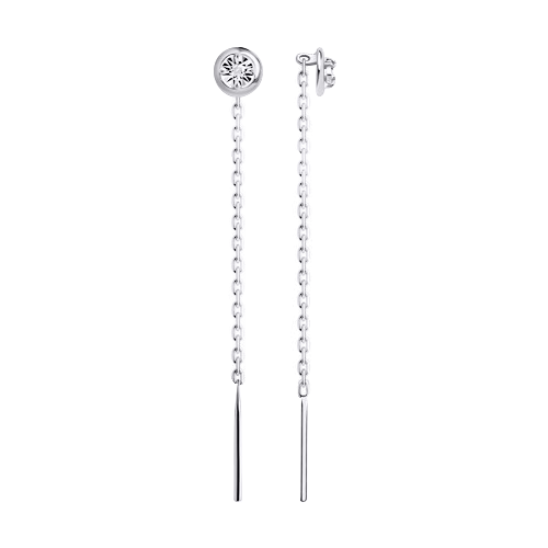 Серьги-протяжки с фианитами 