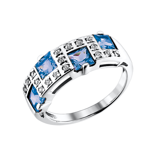 Women's ring with topazes and zirconia 