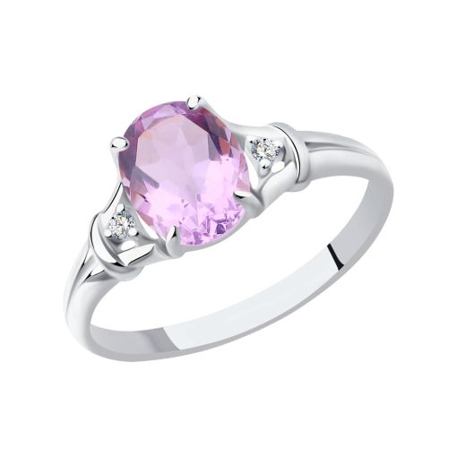 Кольцо с аметистом и фианитами 