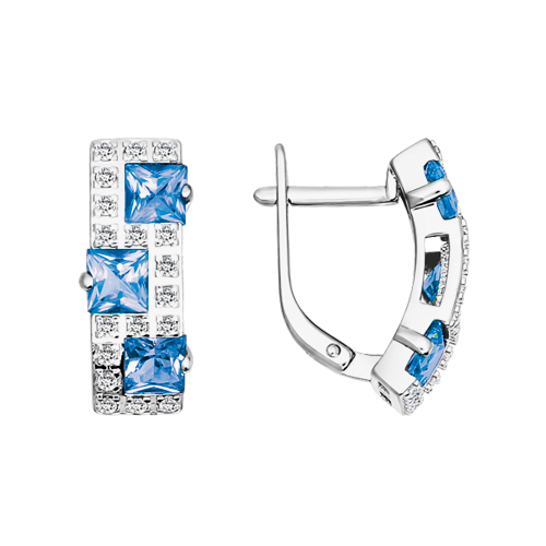 Серьги с топазами и фианитами 