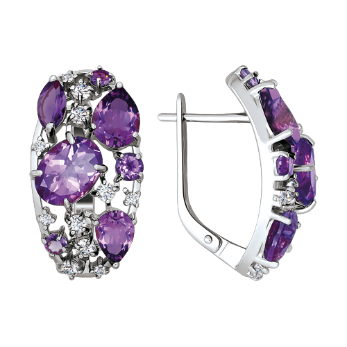 Earrings with amethyst and zirconia 