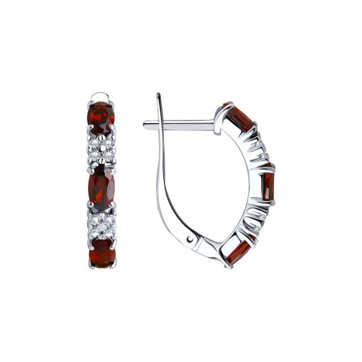 Earrings with garnets and zirconia 