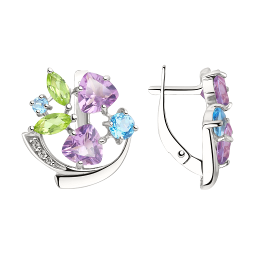 Ohrhänger mit Amethyst, Chrysalith, Topas, Zirkonia 