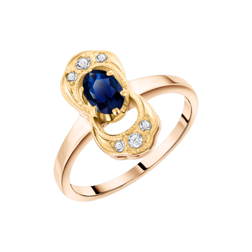 Кольцо с сапфиром и фианитами 