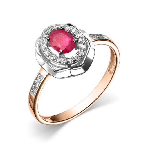 Кольцо с рубином и бриллиантами 