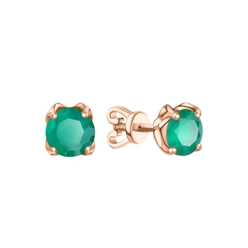 Stud earrings with green agate 